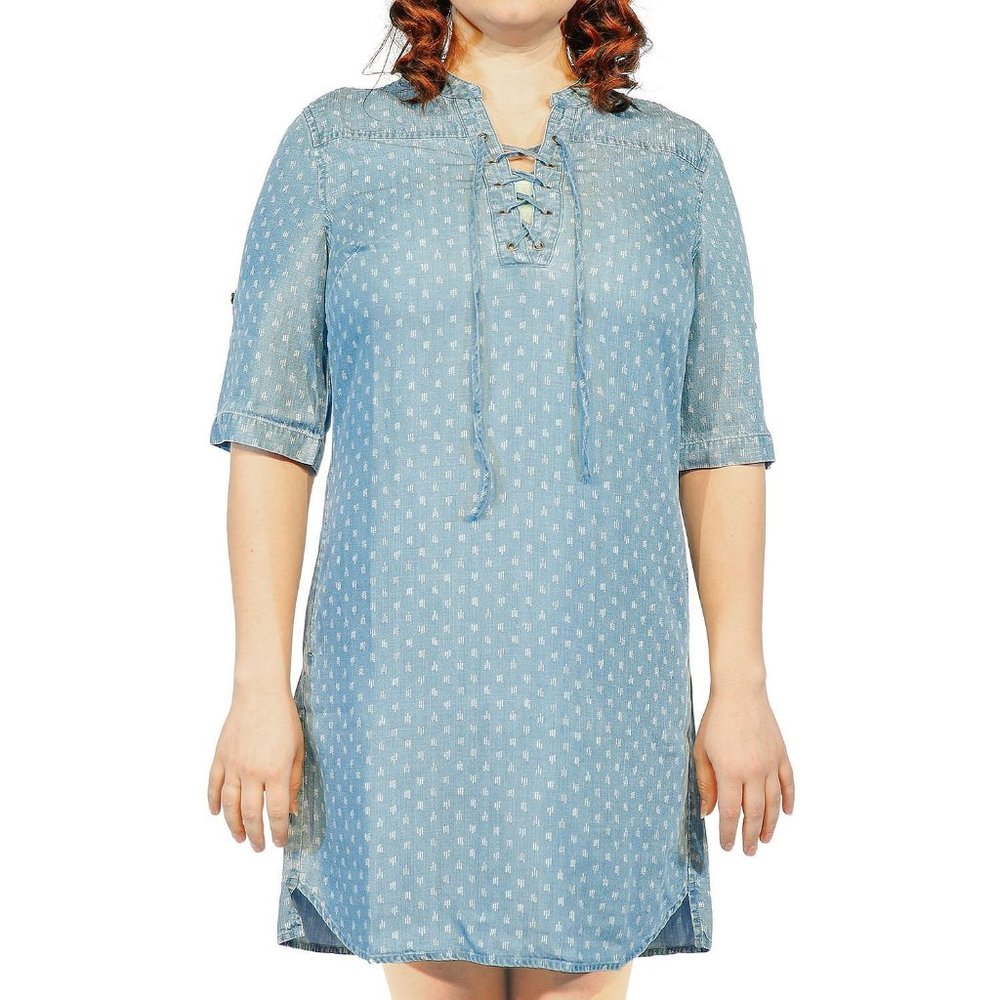 Cute Comfy Philosophy Lace Up Tencel Shirt Dress - NWT - Medium